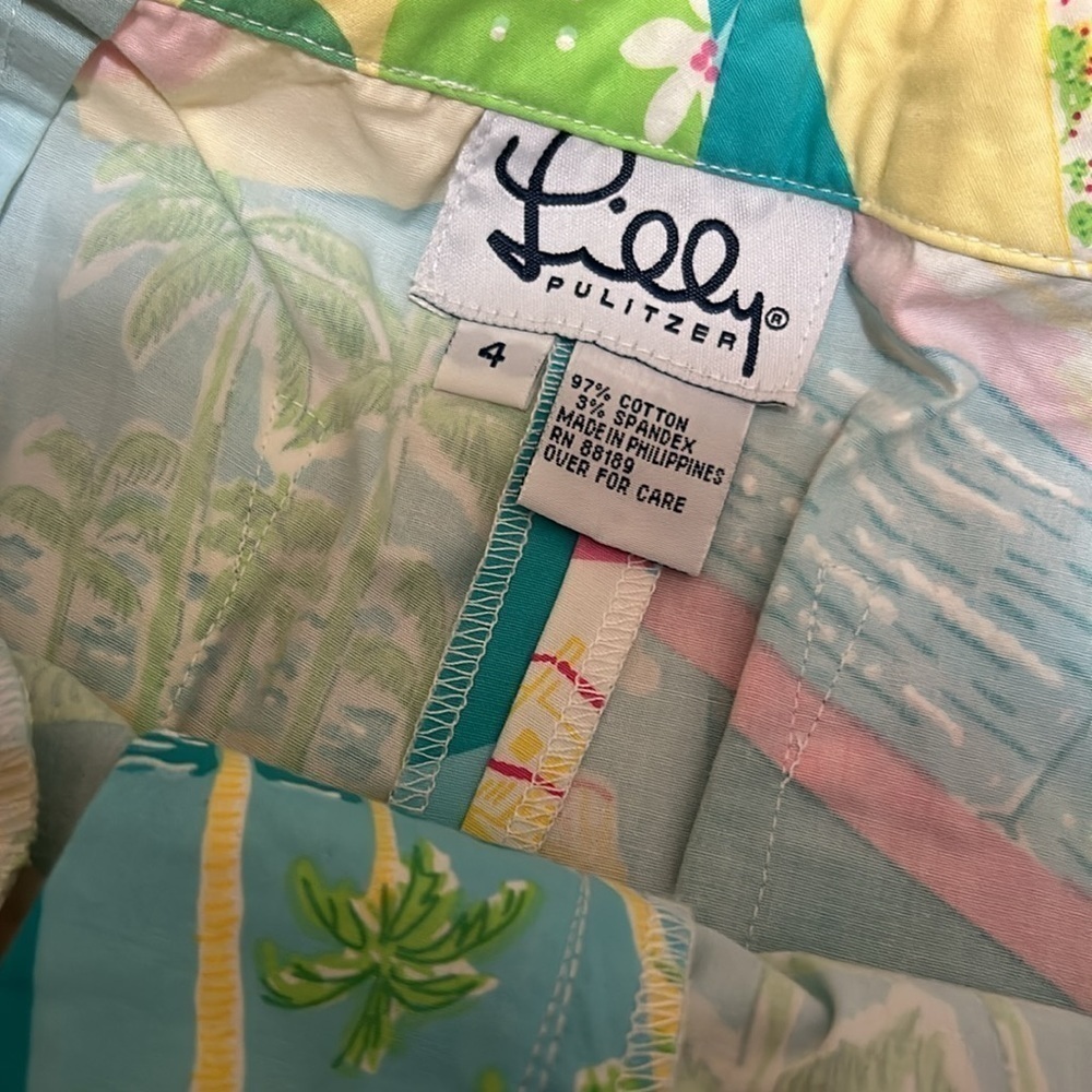 NEW Vintage Lilly Pulitzer Postcard Cropped Pants Size 4 - Picture 6 of 6